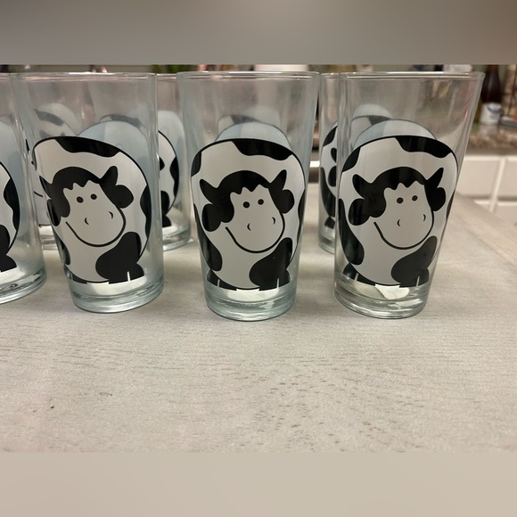 FIRNA COW BLACK AND WHITE ROTUND DRINKING GLASSES TUMBLERS LOT OF 10 - Picture 3 of 16